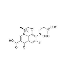左氧氟沙星杂质30,(S)-9-fluoro-3-methyl-10-(N-(2-(N-methylformamido)ethyl) formamido-7-oxo-2,3-dihydro-7H-[1,4]oxazino[2,3,4-ij]quinoline-6 -carboxylic acid