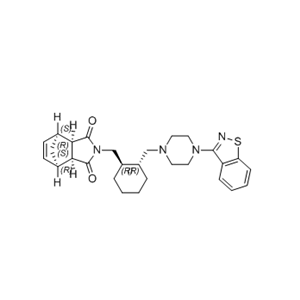 鲁拉西酮杂质36,(3aR,4S,7R,7aS)-2-(((1R,2R)-2-((4-(benzo[d]isothiazol-3-yl)piperazin-1-yl)methyl)cyclohexyl)methyl)-3a,4,7,7a-tetrahydro-1H-4,7-methanoisoindole-1,3(2H)-dione