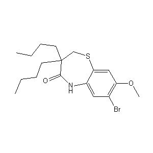 7-bromo-3,3-dibutyl-8-methoxy-2,3-dihydrobenzo[b][1,4]thiazepin-4(5H)-one,7-bromo-3,3-dibutyl-8-methoxy-2,3-dihydrobenzo[b][1,4]thiazepin-4(5H)-one