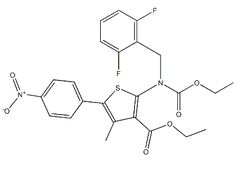 2-((2,6-二氟芐基)(乙氧羰基)氨基)-4-甲基-5-(4-硝基苯基)噻吩-3-羧酸乙,ETHYL 2-((2,6-DIFLUOROBENZYL)(ETHOXYCARBONYL)AMINO)-4-METHYL-5-(4-NITROPHENYL)THIOPHENE-3-CARBOXYLA