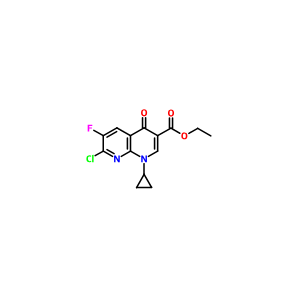 环丙基萘啶羧酸乙酯,Ethyl 7-chloro-1-cyclopropyl-6-fluoro-4-oxo-1,4-dihydro-1,8-naphthyridine-3-carboxylate