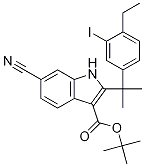 tert-butyl 6-cyano-2-(2-(4-ethyl-3-iodophenyl)propan-2-yl)-1H-indole-3-carboxylate,tert-butyl 6-cyano-2-(2-(4-ethyl-3-iodophenyl)propan-2-yl)-1H-indole-3-carboxylate