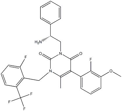 3-[(2R)-2-氨基-2-苯基乙基]-5-(2-氟-3-甲氧基苯基)-1-[[2-氟-6-(三氟甲基)苯基]甲基]-6-甲基-2,4(1H,3H)-嘧啶二酮,3-[(2R)-2-Amino-2-phenylethyl]-5-(2-fluoro-3-methoxyphenyl)-1-[[2-fluoro-6-(trifluoromethyl)phenyl]methyl]-6-methyl-2,4(1H,3H)-pyrimidinedione