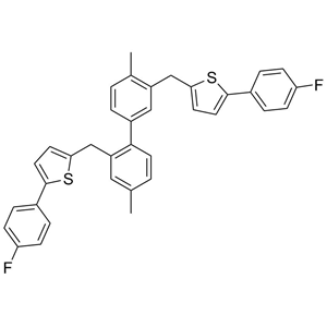 5,5'-(4,4'-dimethylbiphenyl-2,3'-diyl)bis(methylene)bis(2-(4-fluorophenyl)thiophene)