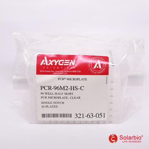 96孔PCR板 半裙边（黑色编号 透明板）Axygen,'Axygen 96 Well Clear PCR Half Skirt  Amplification Plate with a Single Notch, Natural color embossed well orientation