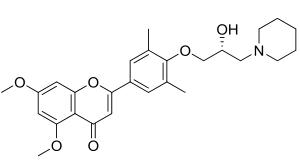 (R)-2-(4-(2-hydroxy-3-(piperidin-1-yl)propoxy)-3,5-dimethylphenyl)-5,7-dimethoxy-4H-chromen-4-one,(R)-2-(4-(2-hydroxy-3-(piperidin-1-yl)propoxy)-3,5-dimethylphenyl)-5,7-dimethoxy-4H-chromen-4-one