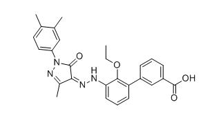 艾曲泊帕乙醇胺雜質(zhì)24,(Z)-3'-(2-(1-(3,4-dimethylphenyl)-3-methyl-5-oxo-1H-pyrazol-4(5H)-ylidene)hydrazinyl)-2'-ethoxy-[1,1'-biphenyl]-3-carboxylic acid