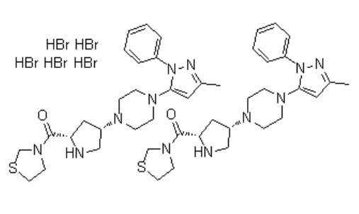 氢溴酸替格列汀,3-[[(2S,4S)-4-[4-(3-Methyl-1-phenyl-1H-pyrazol-5-yl)-1-piperazinyl]-2-pyrrolidinyl]carbonyl]-thiazolidine hydrobromide (2:5)