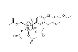 达格列净杂质28,(2S,3R,4S,5R,6R)-6-(acetoxymethyl)-2-(4-chloro-3-(4-ethoxybenzyl)phenyl)-2-methoxytetrahydro-2H-pyran-3,4,5-triyl triacetate