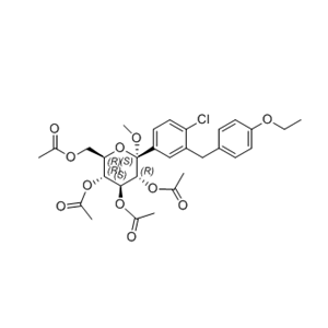 达格列净杂质28,(2S,3R,4S,5R,6R)-6-(acetoxymethyl)-2-(4-chloro-3-(4-ethoxybenzyl)phenyl)-2-methoxytetrahydro-2H-pyran-3,4,5-triyl triacetate