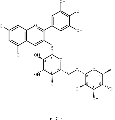 氯化飞燕草素-3-O-芸香糖苷,Delphinidin 3-O-rutinoside chloride