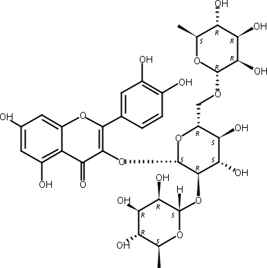 槲皮素-3-O-芸香糖-(1→2)-O-鼠李糖苷,Quercetin 3-O-rutinoside-(1→2)-O-rhamnoside