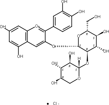 氯化失车菊素-3-O-桑布双糖苷,Cyanidin-3-O-sambubioside chloride