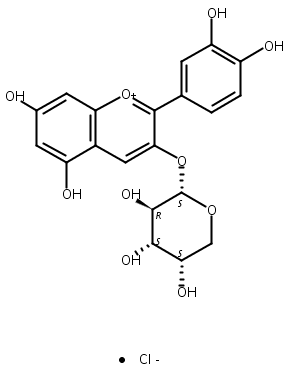 氯化矢车菊素-3-O-阿拉伯糖苷,Cyanidin-3-O-arabinoside chloride