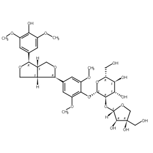 (-)-丁香树脂酚-4-O-β-D-呋喃芹糖基-(1→2)-β-D-吡喃葡萄糖苷,(-)-Syringaresnol-4-O-β-D-apiofuranosyl-(1→2)-β-D-glucopyranoside