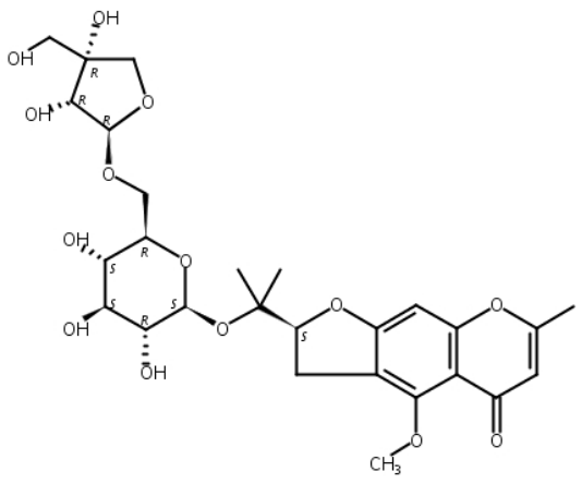 5-O-甲基维斯阿米醇-4′-O-β-D-呋喃芹糖基-(1→6)-β-D-吡喃葡萄糖苷,5-O-Methylvisammioside, 6′′-O-apiosyl-