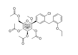 达格列净杂质32,(2S,3R,4S,5R,6R)-6-(acetoxymethyl)-2-(4-chloro-3-(2-ethoxybenzyl)phenyl)-2-methoxytetrahydro-2H-pyran-3,4,5-triyl triacetate