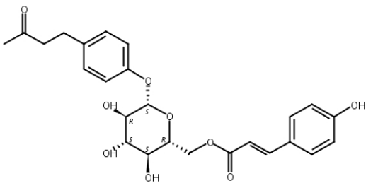 4′-羟基苯基-2-丁酮-4′-O-B-D-(6′′-O-对羟基桂皮酰)-葡萄糖苷,4-(3-oxobutyl)phenyl 6-O-[(2E)-3-(4-hydroxyphenyl)prop-2-enoyl]-b-D-glucopyranoside
