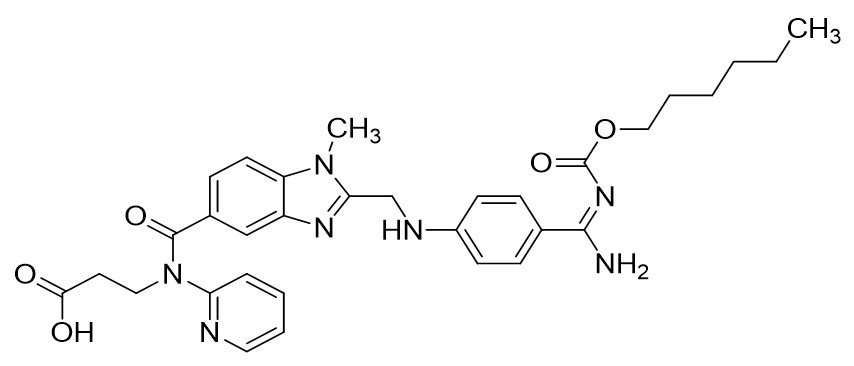 (E)-3-(2-((4-(N'-(己氧羰基)脒基)苯胺基)甲基)-1-甲基-N-(吡啶-2-基)-1H-苯并咪唑-5-甲酰胺基)丙酸,Dabigatran