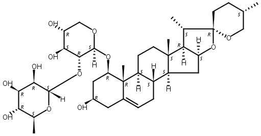 25(S)-鲁斯可皂苷元-1-O-α-L-吡喃鼠李糖基-(1→2)-β-D-吡喃木糖苷,25(S)-Ruscogenin 1-O-α-L-rhamnopyranosyl-(1→2)-β-D-xylopyranoside