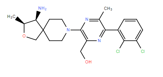 (3-((3S,4S)-4-amino-3-methyl-2-oxa-8-azaspiro[4.5]decan-8-yl)-6-(2,3-dichlorophenyl)-5-methylpyrazin-2-yl)methanol