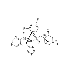 伏立康唑雜質(zhì)19,(2R,3S)-2-(2,4-difluorophenyl)-3-(5-fluoropyrimidin-4-yl)-1-(1H-1,2,4-triazol-1-yl)butan-2-yl ((1R,4S)-7,7-dimethyl-2-oxobicyclo[2.2.1]heptan-1-yl)methanesulfonate