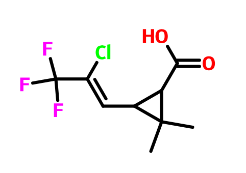 三氟氯菊酸,Z-(1R,S)-cis-2,2-dimethyl-3-(2,2-chloro-3,3,3-trifluoro-1-propenyl)cyclopropanecarboxylic acid