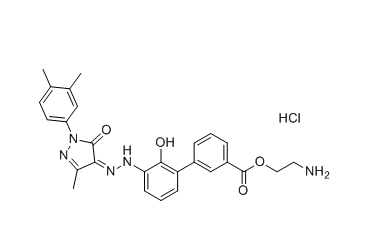 艾曲泊帕乙醇胺杂质08,2-aminoethyl (Z)-3'-(2-(1-(3,4-dimethylphenyl)-3-methyl-5-oxo-1,5- dihydro-4H-pyrazol-4-ylidene)hydrazineyl)-2'-hydroxy-[1,1'-biphenyl]-3-carboxylate hydrochloride