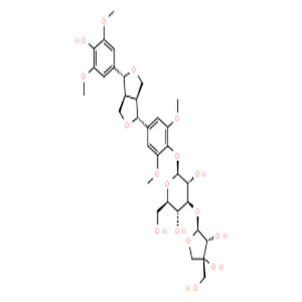 (-)-丁香树脂酚-4-O-β-D-呋喃芹糖基-(1→2)-β-D-吡喃葡萄糖苷,(-)-Syringaresnol-4-O-β-D-apiofuranosyl-(1→2)-β-D-glucopyranoside