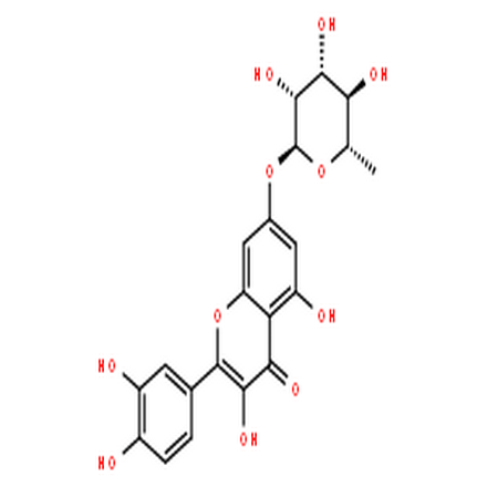 槲皮素7-O-α-L鼠李糖苷,4H-1-Benzopyran-4-one,7-[(6-deoxy-a-L-mannopyranosyl)oxy]-2-(3,4-dihydroxyphenyl)-3,5-dihydroxy-