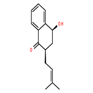梓酚,1(2H)-Naphthalenone,3,4-dihydro-4-hydroxy- 2-(3-methyl-2-butenyl)-,(2R,4S)-