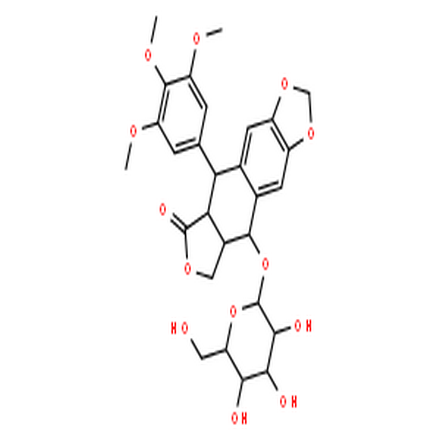 鬼臼毒素-4-O-葡萄糖苷,Furo[3',4':6,7]naphtho[2,3-d]-1,3-dioxol-6(5aH)-one,9-(b-D-glucopyranosyloxy)-5,8,8a,9-tetrahydro-5-(3,4,5-trimethoxyphenyl)-,(5R,5aR,8aR,9R)-