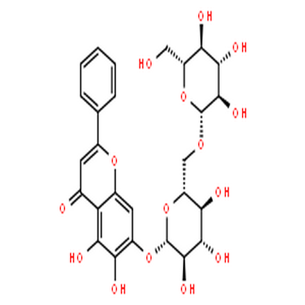 木蝴蝶苷B,4H-1-Benzopyran-4-one,7-[(6-O-b-D-glucopyranosyl-b-D-glucopyranosyl)oxy]-5,6-dihydroxy-2-phenyl-
