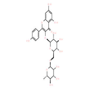 山柰酚-3-O-芸香糖苷,4H-1-Benzopyran-4-one,3-[[6-O-(6-deoxy-a-L-mannopyranosyl)-b-D-glucopyranosyl]oxy]-5,7-dihydroxy-2-(4-hydroxyphenyl)-