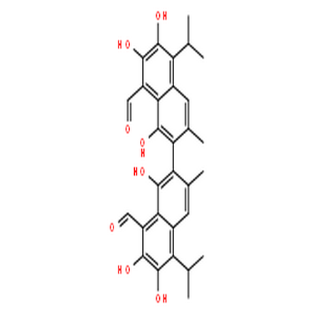 棉酚,1,1',6,6',7,7'-Hexahydroxy-5,5'-diisopropyl-3,3'-dimethyl-[2,2'-binaphthalene]-8,8'-dicarbaldehyde