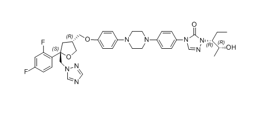 泊沙康唑杂质03,4-(4-(4-(4-(((3R,5S)-5-((1H-1,2,4-triazol-1-yl)methyl)-5-(2,4-difluoro phenyl)tetrahydrofuran-3-yl)methoxy)phenyl)piperazin-1-yl)phenyl)-1-((2R,3R)-2-hydroxypentan-3-yl)-1H-1,2,4-triazol-5(4H)-one