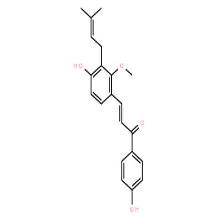 甘草查爾酮C,2-Propen-1-one,3-[4-hydroxy-2-methoxy-3-(3-methyl-2-buten-1-yl)phenyl]-1-(4-hydroxyphenyl)-,(2E)-