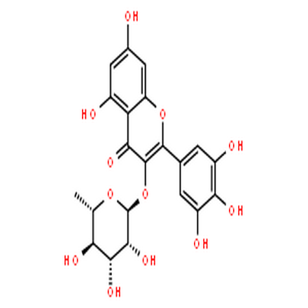 杨梅苷,3-[(6-deoxy-α-L-mannopyranosyl)oxy]-5,7-dihydroxy-2-(3,4,5-trihydroxyphenyl)-4H-benzopyran-4-one
