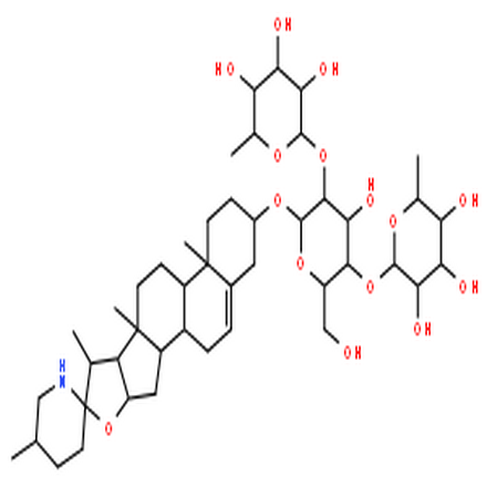 澳洲茄邊堿,b-D-Glucopyranoside, (3b,22a,25R)-spirosol-5-en-3-yl O-6-deoxy-a-L-mannopyranosyl-(1?2)-O-[6-deoxy-a-L-mannopyranosyl-(1?4)]-