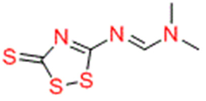 N,N-二甲基-N'-(3-硫代-3H-1,2,4-二噻唑-5-基)甲脒,5-((dimethylamino-methylidene)amino)-3H-1,2,4,dithiazole-3-thione