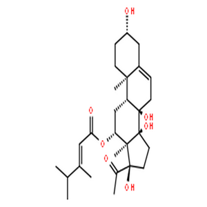 告达亭苷元,Pregn-5-en-20-one,12-[[(2E)-3,4-dimethyl-1-oxo-2-pentenyl]oxy]-3,8,14,17-tetrahydroxy-, (3b,12b,14b,17a)-