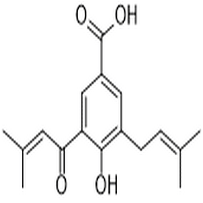 4-Hydroxy-3-(3-methyl-2-butenoyl)-5-(3-methyl-2-butenyl)benzoic acid,4-Hydroxy-3-(3-methyl-2-butenoyl)-5-(3-methyl-2-butenyl)benzoic acid