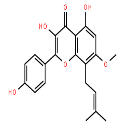 異去氫淫羊藿素,4H-1-Benzopyran-4-one,3,5-dihydroxy-2-(4-hydroxyphenyl)-7-methoxy-8-(3-methyl-2-buten-1-yl)-