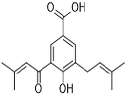 4-Hydroxy-3-(3-methyl-2-butenoyl)-5-(3-methyl-2-butenyl)benzoic acid,4-Hydroxy-3-(3-methyl-2-butenoyl)-5-(3-methyl-2-butenyl)benzoic acid