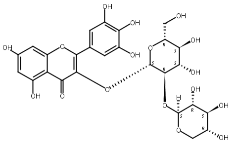 杨梅素-3-O-β-D-木糖（1-2）-β-D-葡萄糖苷,Myricetin 3-O-beta-D-xylopyranosyl(1-2)-beta-D-glucopyranoside