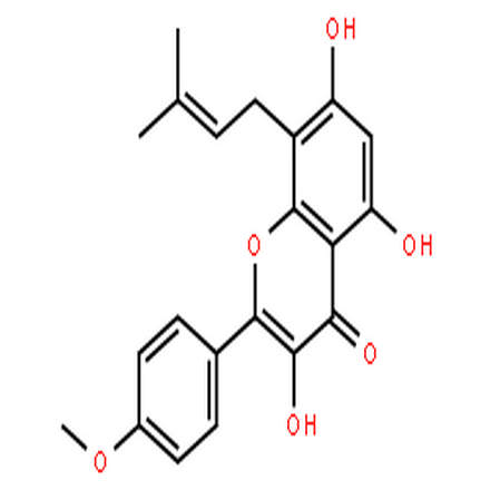 脫水淫羊藿素,4H-1-Benzopyran-4-one,3,5,7-trihydroxy-2-(4-methoxyphenyl)-8-(3-methyl-2-buten-1-yl)-