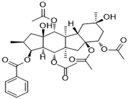 5,8,9,14-Tetraacetoxy-3-benzoyloxy-10,15-dihydroxypepluane,5,8,9,14-Tetraacetoxy-3-benzoyloxy-10,15-dihydroxypepluane