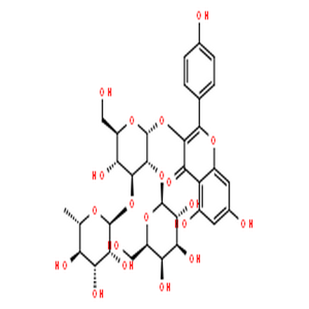 山茶甙A,4H-1-Benzopyran-4-one,3-[(O-6-deoxy-a-L-mannopyranosyl-(1?6)-O-[b-D-galactopyranosyl-(1?2)]-b-D-glucopyranosyl)oxy]-5,7-dihydroxy-2-(4-hydroxyphenyl)-
