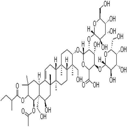 七叶皂苷B,β-d-Glucopyranosiduronic acid, [3β,16α,21β(Z),22α]-22-(acetyloxy)-16,24,28-trihydroxy-21-[(2-methyl-1-oxo-2-butenyl)oxy]olean-12-en-3-yl O-β-d-glucopyranosyl-(1→2)-O-[β-d-glucopyranosyl-(1→4)]-