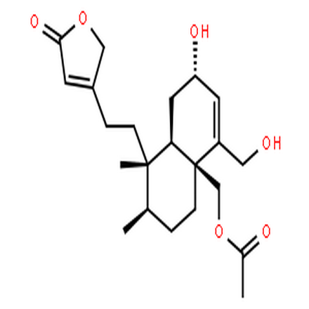 苦蒿素,2(5H)-Furanone,4-[2-[(1S,2R,4aS,7S,8aR)-4a-[(acetyloxy)methyl]-1,2,3,4,4a,7,8,8a-octahydro-7-hydroxy-5-(hydroxymethyl)-1,2-dimethyl-1-naphthalenyl]ethyl]-